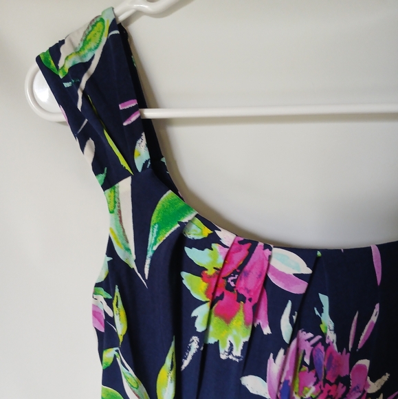 London Times Womens Floral Dress Size 6 Black Pink Green White - Picture 4 of 7